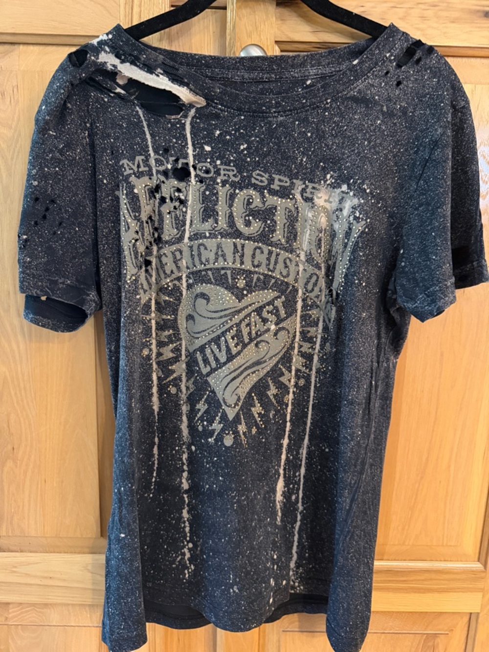 Affliction Live Fast Rhinestone Graphic Tee Size Large